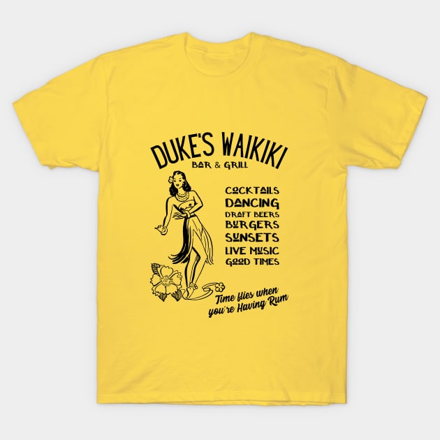 Hawaii Dukes Waikiki retro bar & grill T-Shirt by Teessential